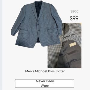 Michael Kors Men's Checkered Blazer in Blue and Black